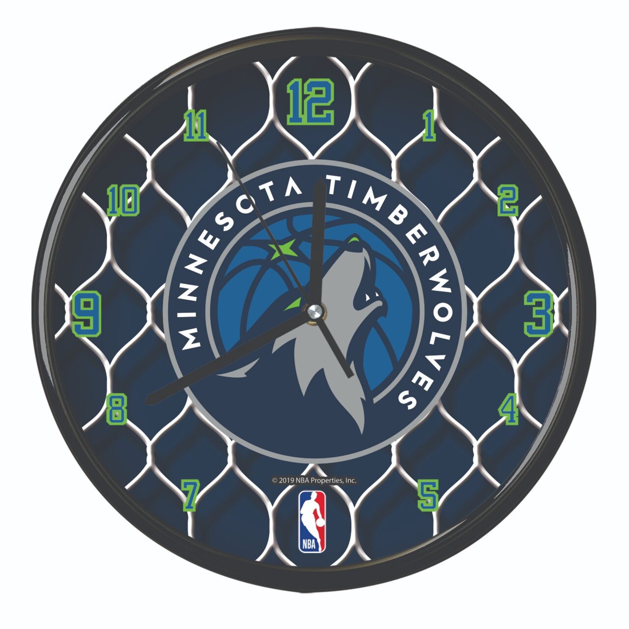 The Memory Company 11.5" Teal Blue and White NBA Minnesota Timberwolves Net Wall Clock